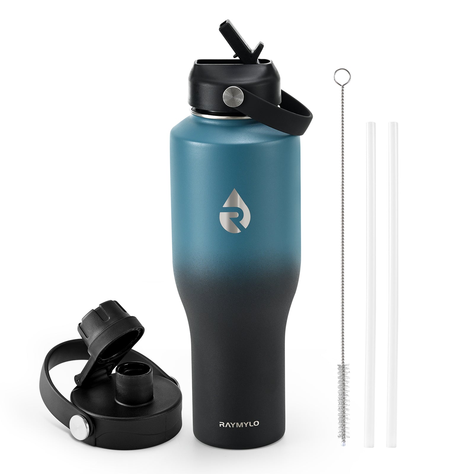 Insulated Water Bottle with Straw fit in Car Cup Holder 40oz