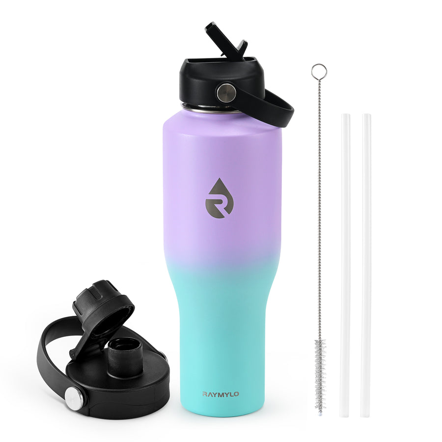 Insulated Water Bottle with Straw fit in Car Cup Holder 40oz