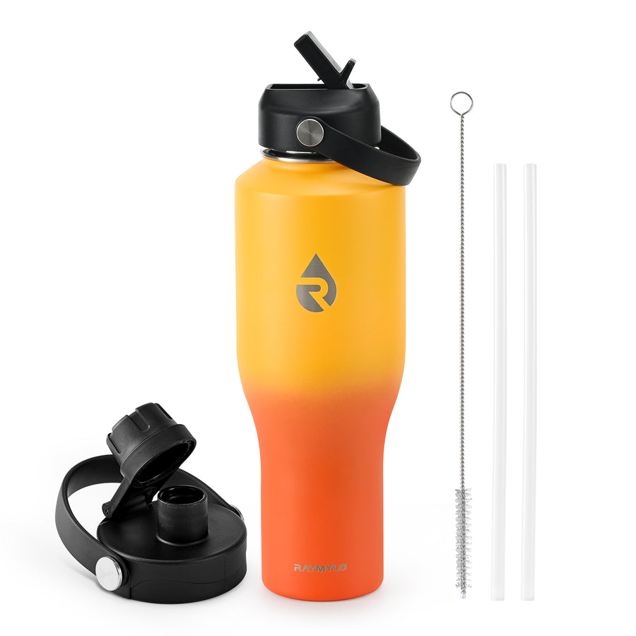 Insulated Water Bottle with Straw fit in Car Cup Holder 40oz