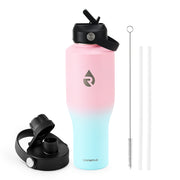 Insulated Water Bottle with Straw fit in Car Cup Holder 40oz