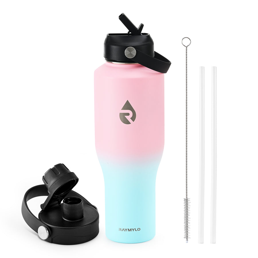 Insulated Water Bottle with Straw fit in Car Cup Holder 40oz