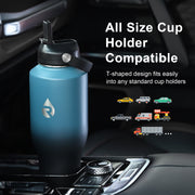 Insulated Water Bottle with Straw fit in Car Cup Holder 40oz