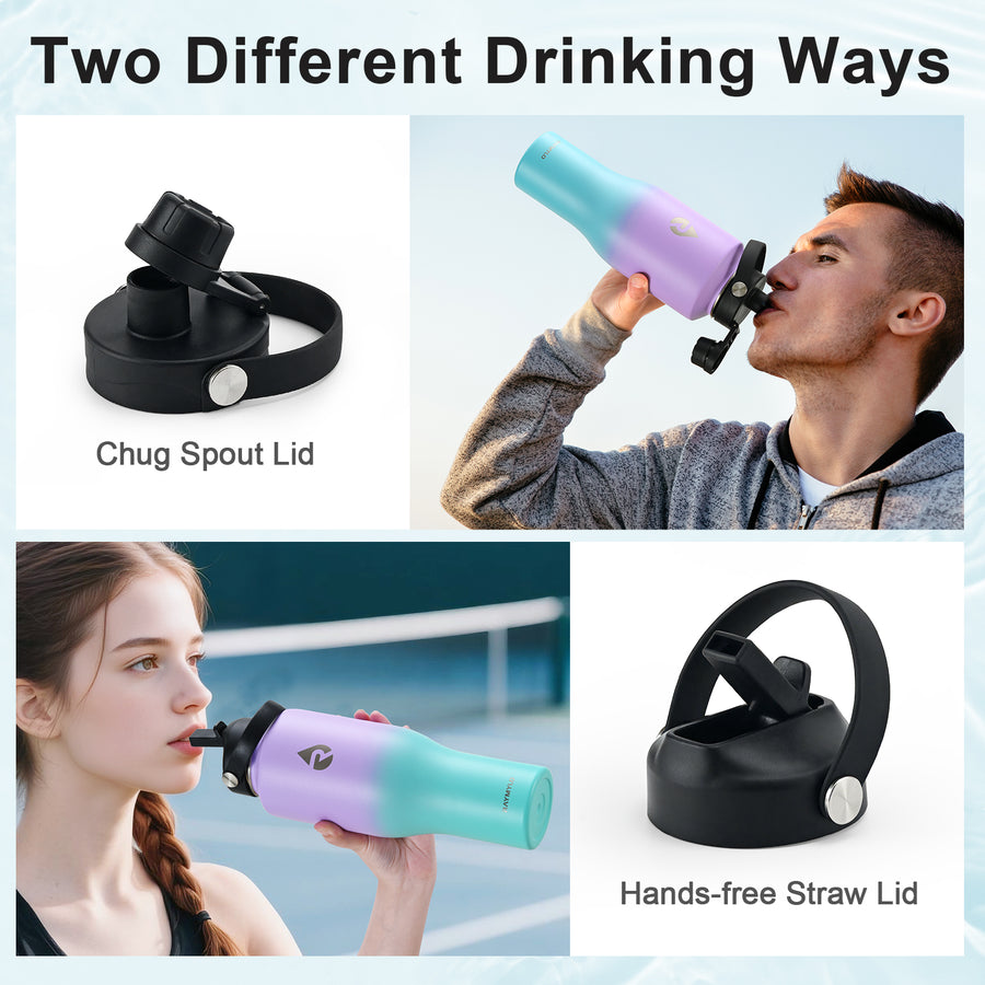 Insulated Water Bottle with Straw fit in Car Cup Holder 40oz