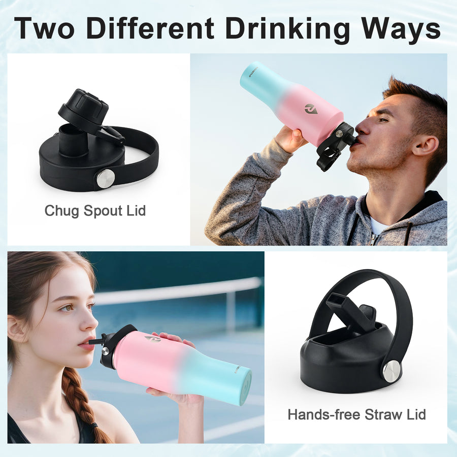 Insulated Water Bottle with Straw fit in Car Cup Holder 40oz