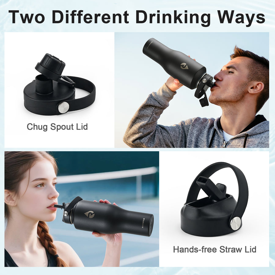 Insulated Water Bottle with Straw fit in Car Cup Holder 40oz