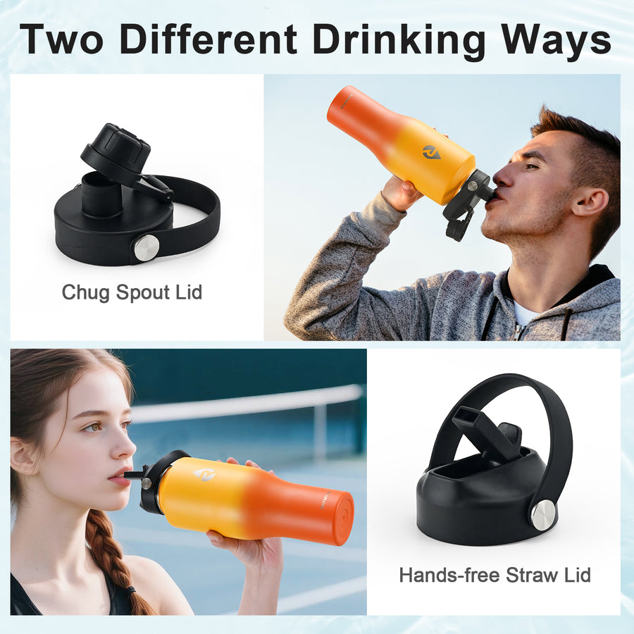 Insulated Water Bottle with Straw fit in Car Cup Holder 40oz