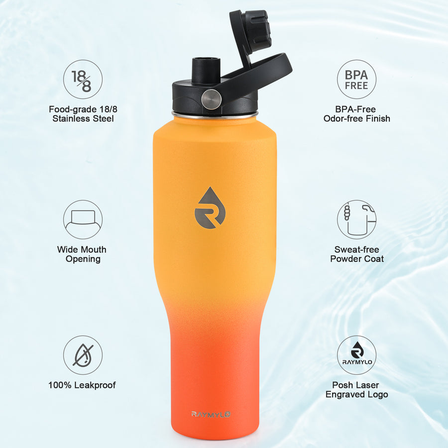 Insulated Water Bottle with Straw fit in Car Cup Holder 40oz