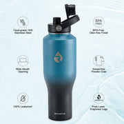 Insulated Water Bottle with Straw fit in Car Cup Holder 40oz