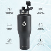 Insulated Water Bottle with Straw fit in Car Cup Holder 40oz