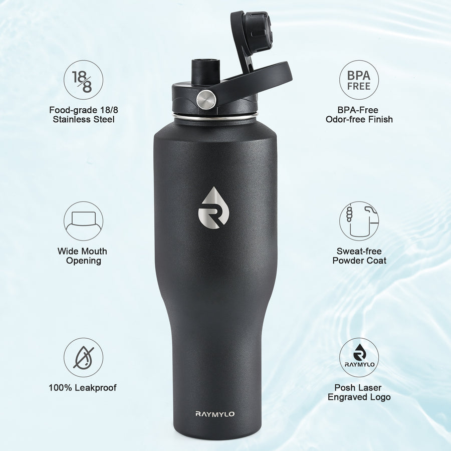 Insulated Water Bottle with Straw fit in Car Cup Holder 40oz