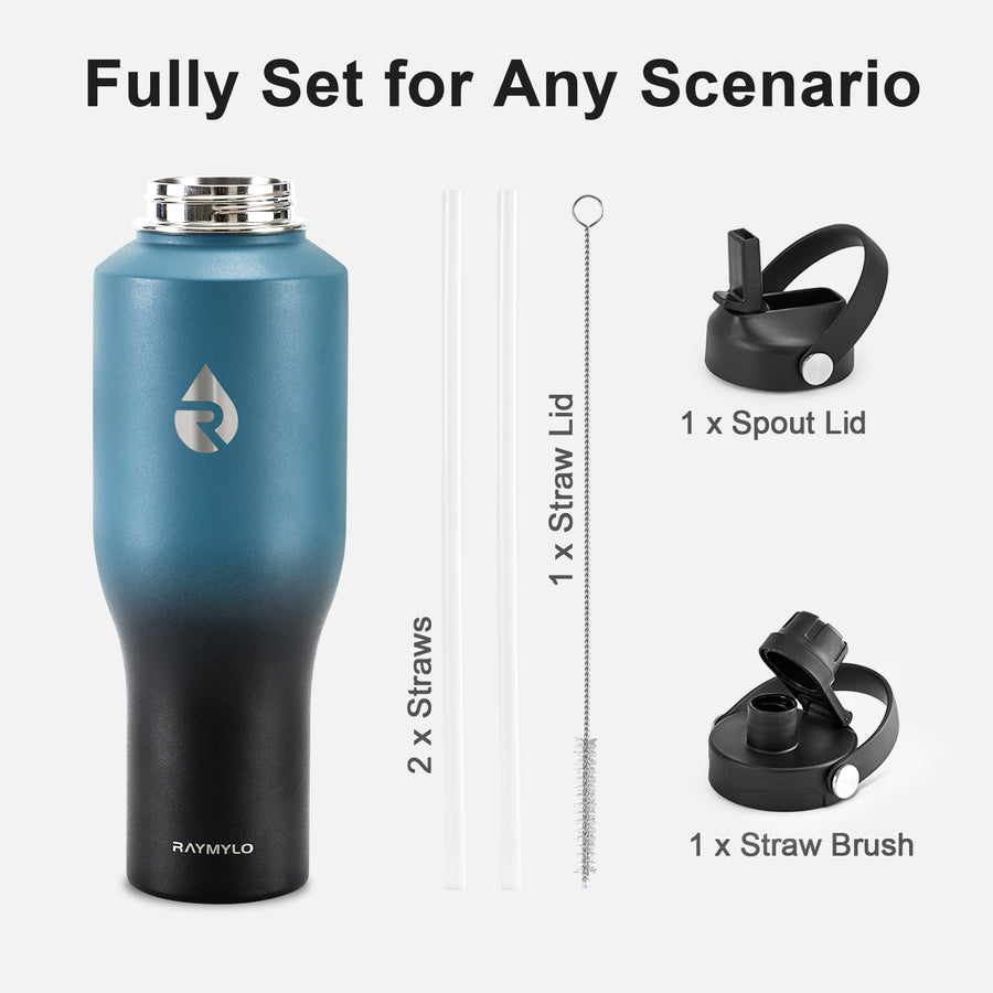 Insulated Water Bottle with Straw fit in Car Cup Holder 40oz