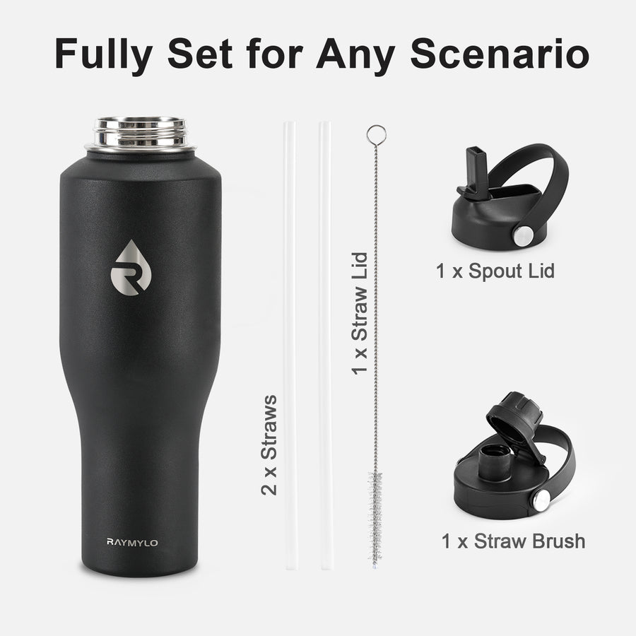Insulated Water Bottle with Straw fit in Car Cup Holder 40oz