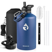 RAYMYLO Stainless Steel Insulated Water Bottle with Straw Lid and Paracord Handle