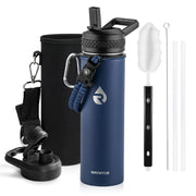 RAYMYLO Stainless Steel Insulated Water Bottle with Straw Lid and Paracord Handle