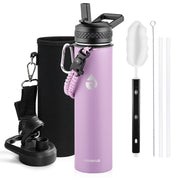 RAYMYLO Stainless Steel Insulated Water Bottle with Straw Lid and Paracord Handle