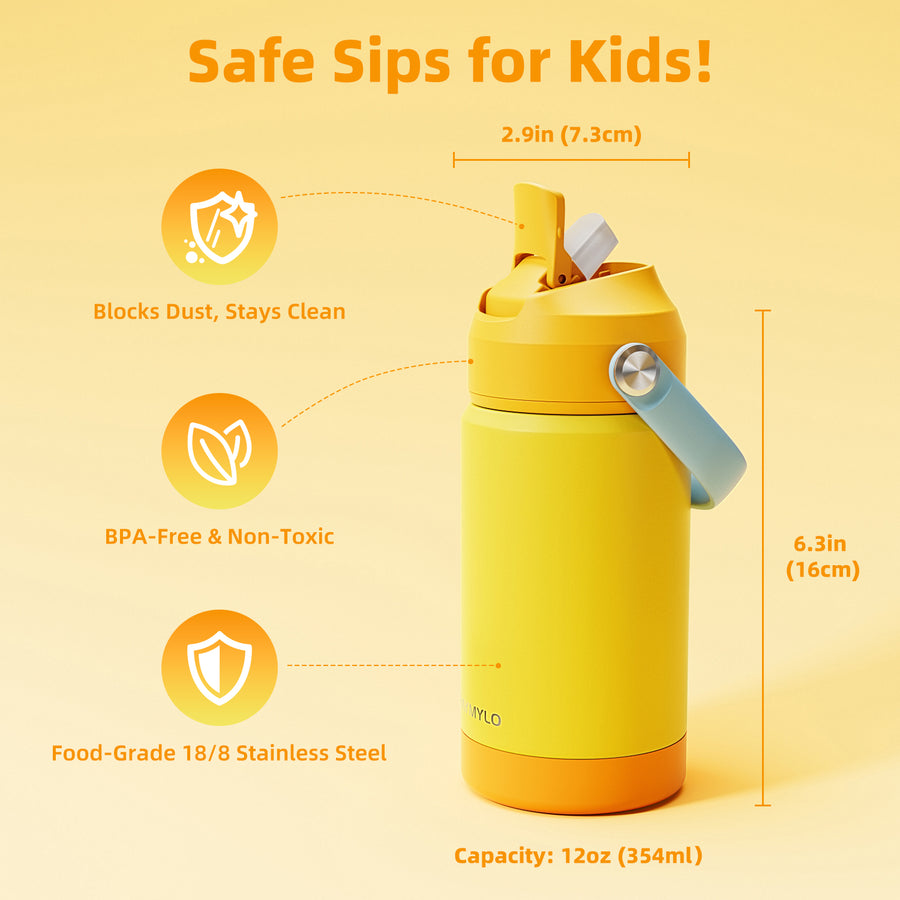 RAYMYLO 12oz Kids Insulated Water Bottle