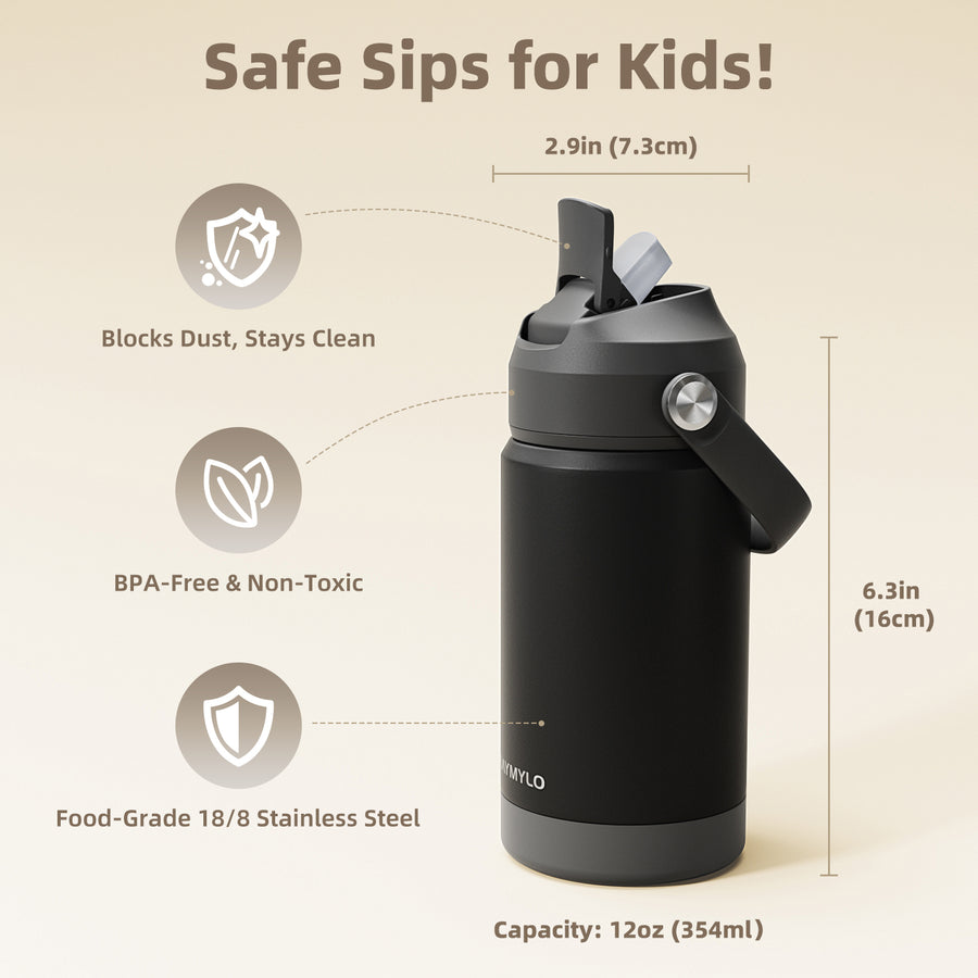 RAYMYLO 12oz Kids Insulated Water Bottle