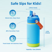 RAYMYLO 12oz Kids Insulated Water Bottle