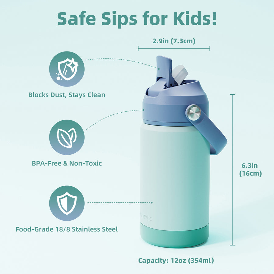 RAYMYLO 12oz Kids Insulated Water Bottle