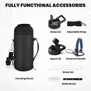 RAYMYLO Stainless Steel Insulated Water Bottle with Straw Lid and Paracord Handle