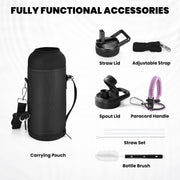 RAYMYLO Stainless Steel Insulated Water Bottle with Straw Lid and Paracord Handle
